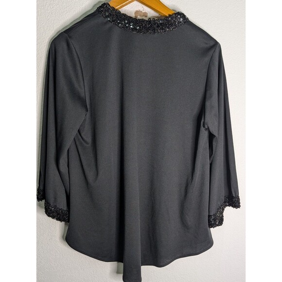 Teddi of California Black Top Sequined Sleeves 70's Vintage Size M Medium (145) - Picture 2 of 4